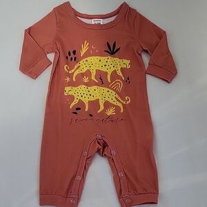 PatPat Terracotta One Piece with Yellow Leopard Print